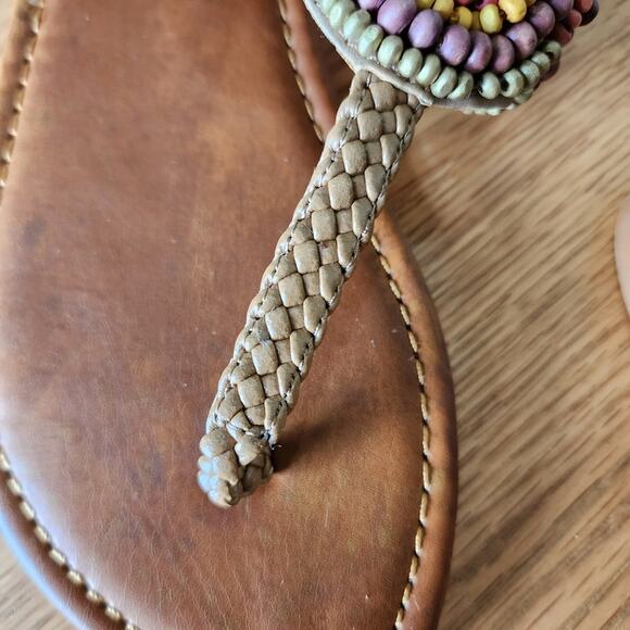 UNIONBAY Beaded Thong Sandals with Ankle Strap Multicolor Size 6.5 - Picture 3 of 7